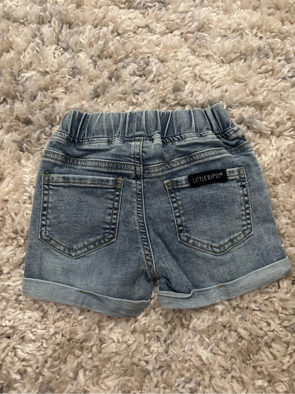 NWT Little Bipsy Two-Pack Distressed Denim Shorts in Light Blue & Black